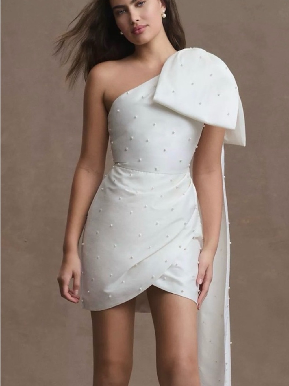 Sachin + Babi White One-Shoulder Mini Dress with Drape